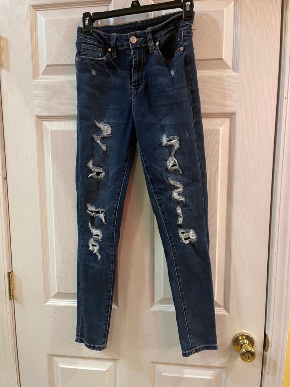 YMI Dark Blue Distressed Skinny Jeans